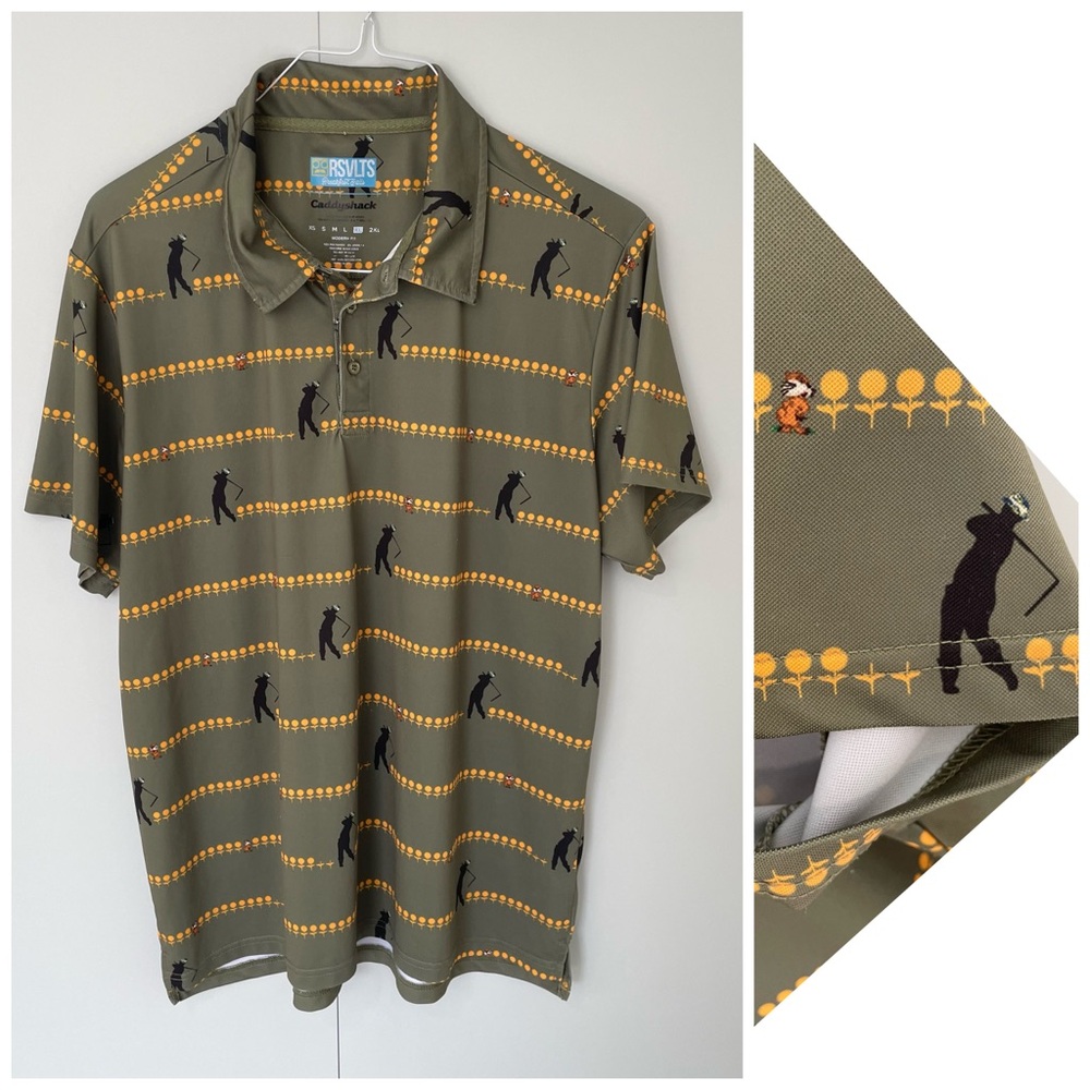 RSVLTS Mens Caddyshack Breakfast Balls Short Sleeve Golf Polo Shirt